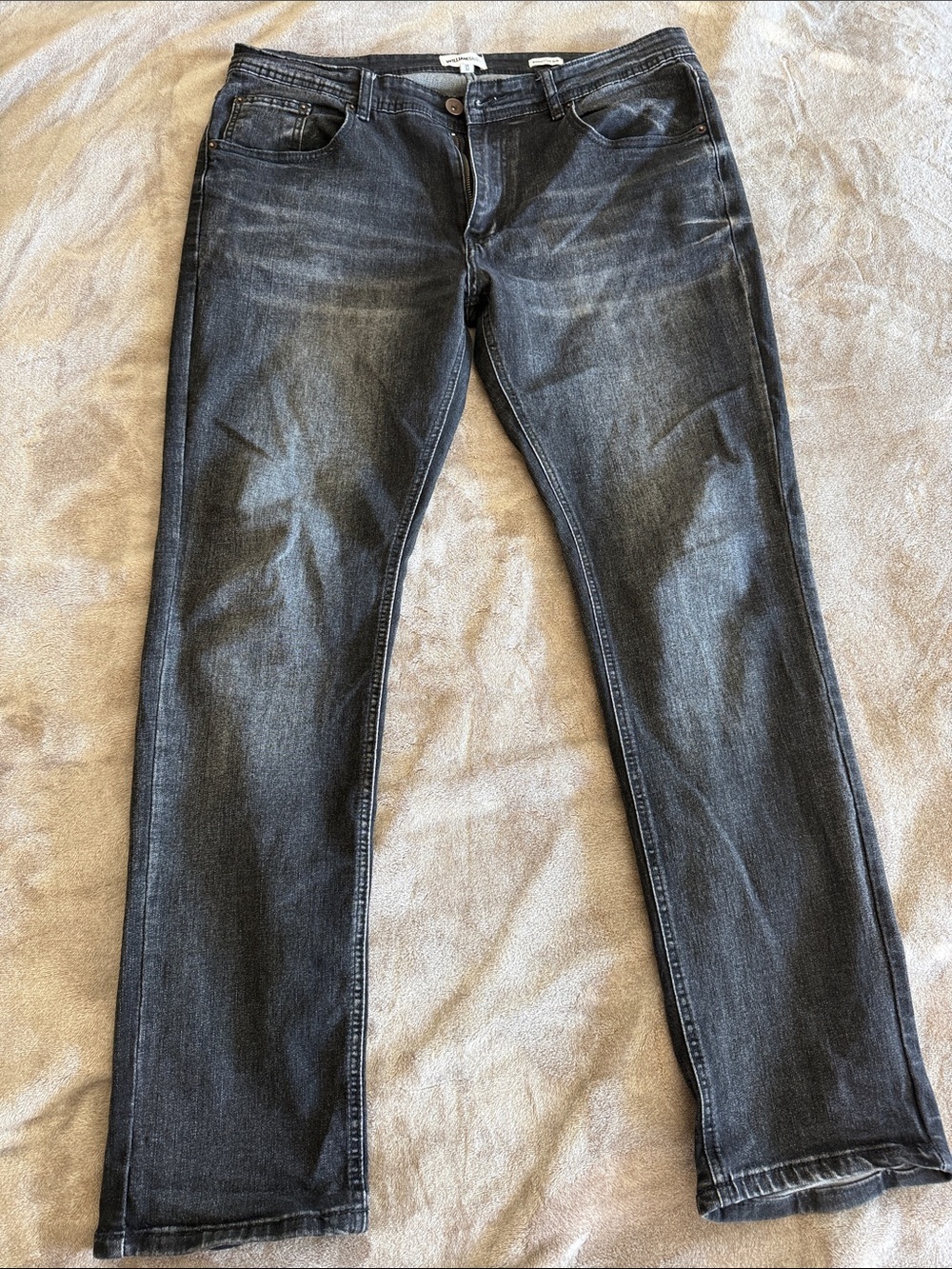 William Rast Men's Washed Charcoal Straight Jeans